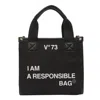 V73 Responsibility Tote Bag In Canvas And Eco-leather In Black