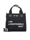V73 Responsibility Tote Bag In Canvas And Eco-leather In Black