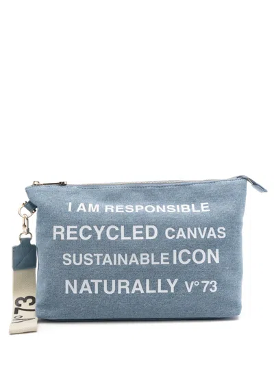 V73 Beauty Denim Makeup Bag In 蓝色