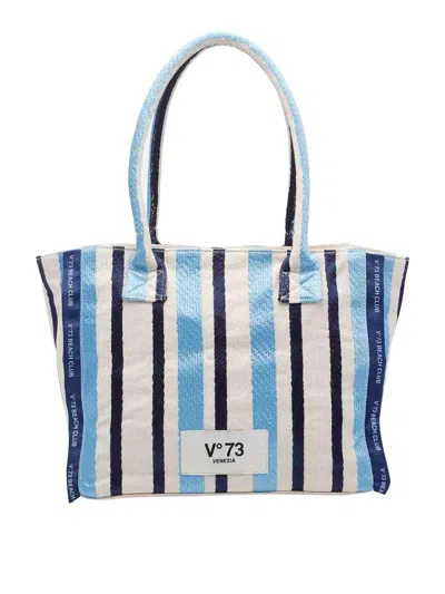 V73 V°73 Beige/moro Ilene Shopping Bag In Blue