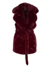 V73 Belted Sleeveless Jacket In Red