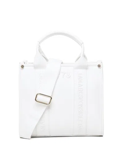 V73 Tote Bag With Embroidery In White