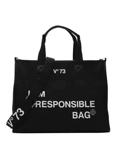 V73 Responsibility Cotton Tote Bag In Black