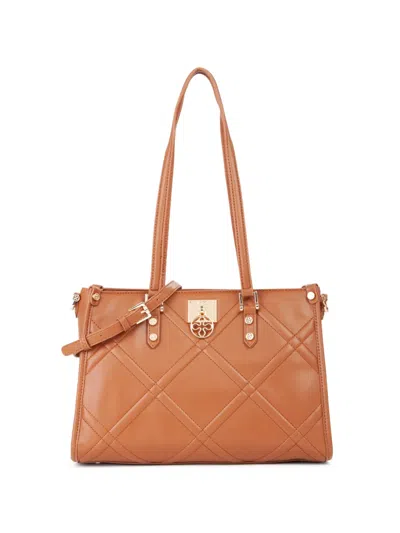 V73 Bridget Quilted Appliqué Shoulder Bag In Brown