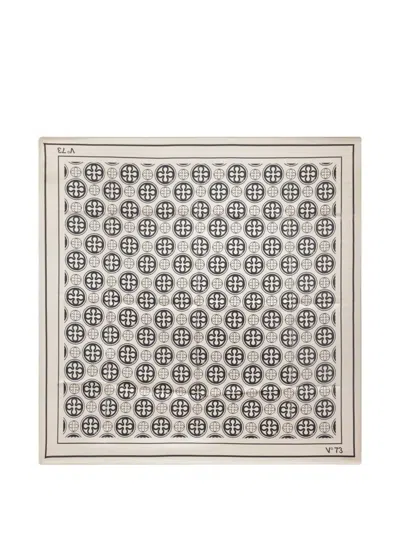 V73 Caroline Geometric-print Square Scarf In Neutrals