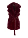 V73 Bordeaux Penny Faux Fur Vest In Red