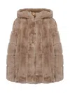 V73 Faux-fur Jacket In Beige