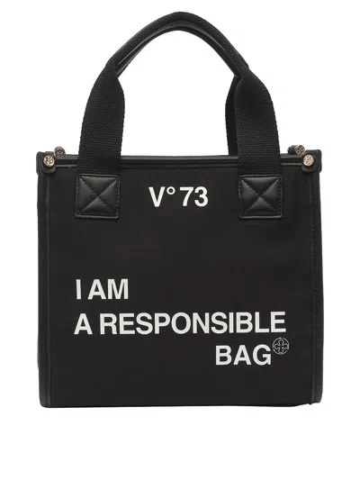V73 Cotton Logo Bag With Strap In Black