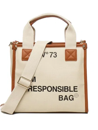 V73 Cotton Shoulder Bag In Neutral