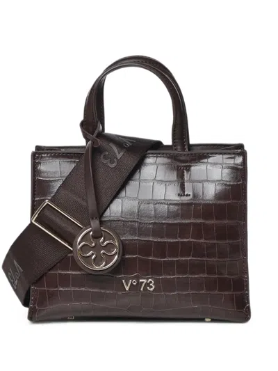V73 Crocodile-effect Tote Bag In Brown