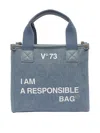 V73 Logo-print Denim Tote Bag In Blue