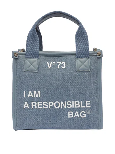 V73 Logo-print Denim Tote Bag In Black