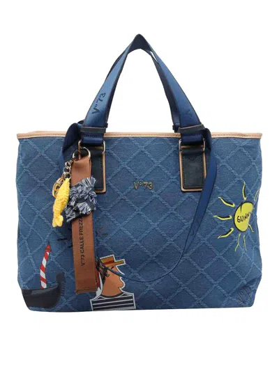 V73 V°73 Denim Tita Tote Bag In Blue