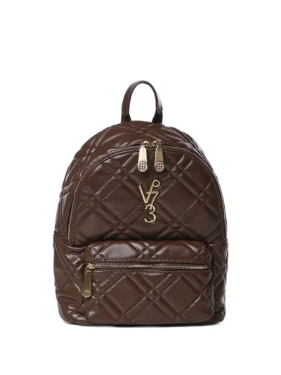 V73 Diaspro Quilted Logo-plaque Backpack In Brown
