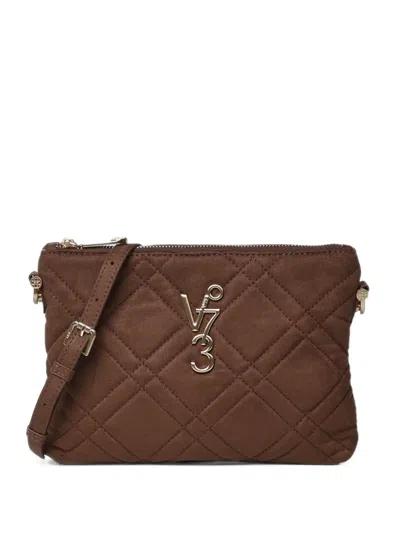 V73 Diaspro Quilted Logo-plaque Shoulder Bag In Brown