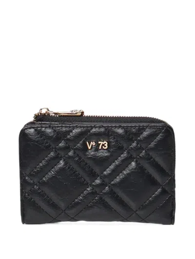 V73 Diaspro Quilted Logo-plaque Wallet In Black