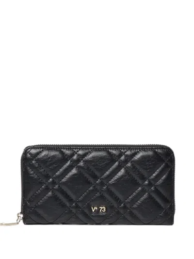 V73 Diaspro Quilted Logo-plaque Wallet In Black