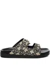 V73 Double-buckle Monogram Sandals In Black