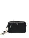 V73 Double-zip Charm Shoulder Bag In Black