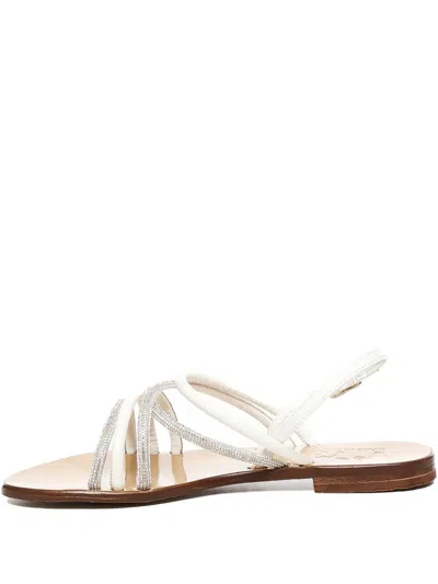 V73 Embellished-strap Flat Sandals In White
