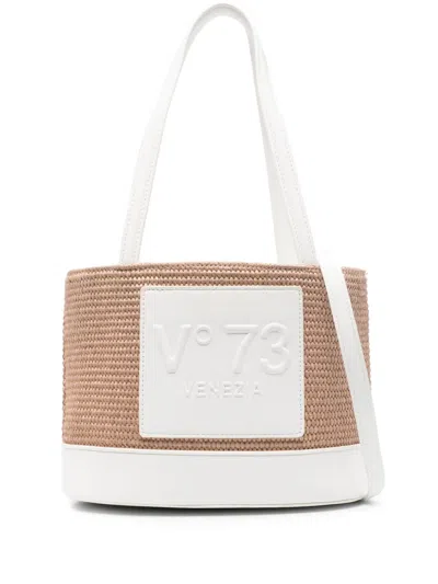 V73 Embossed-logo Bucket Bag In Weiss