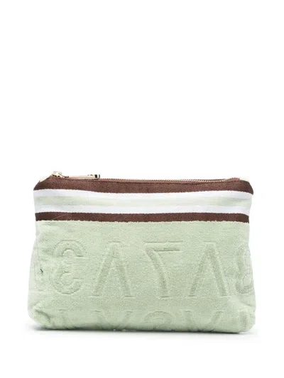 V73 Embossed-logo Cotton Wash Bag In Green
