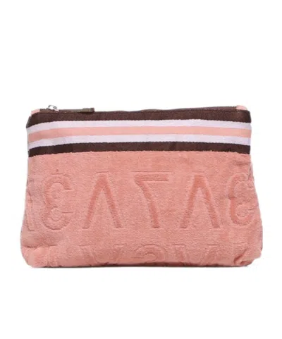 V73 Embossed-logo Cotton Wash Bag In Pink