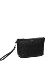 V73 Embossed Wrist-strap Pouch In Black