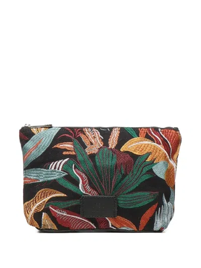 V73 Embroidered Cotton Clutch In Black