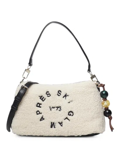 V73 Embroidered Teddy-effect Tote Bag In Neutral
