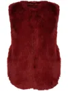 V73 Faux-fur Gilet In Red