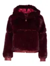 V73 Faux-fur Hooded Jacket In Red