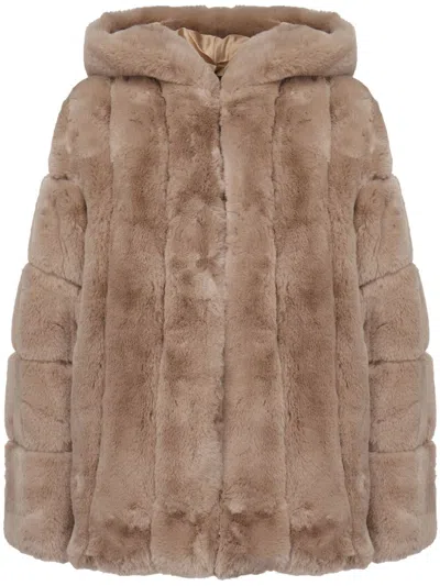 V73 Faux-fur Jacket In Beige