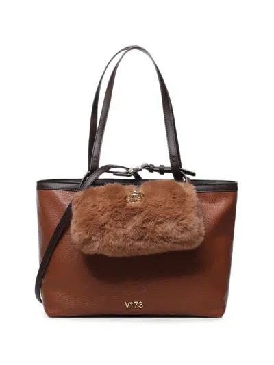 V73 Faux-fur Pouch Shoulder Bag In Brown