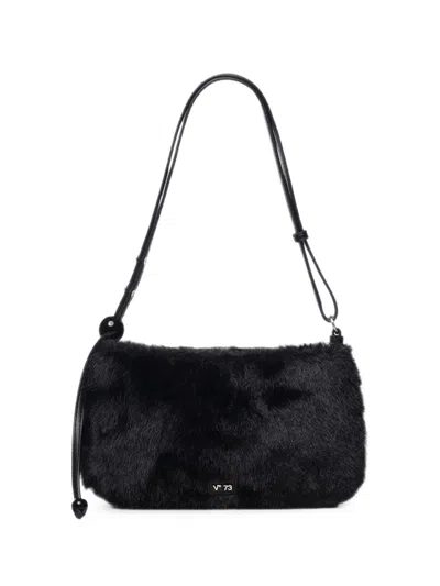 V73 Faux-fur Shoulder Bag In Black