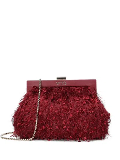 V73 Feather-effect Clutch Bag In Red