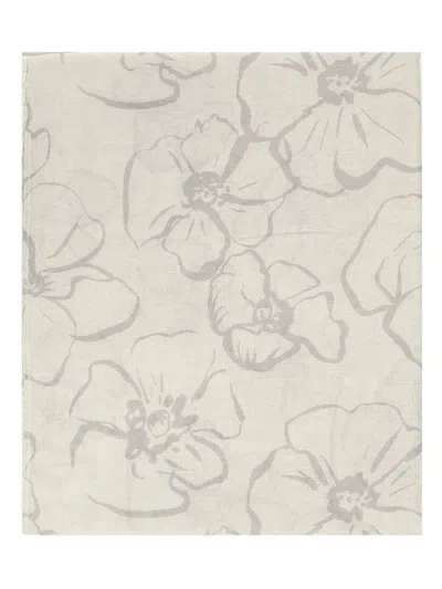 V73 Floral-print Scarf In Neutral