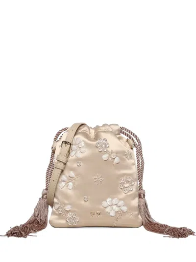V73 Floral Tassel Shoulder Bag In Neutral
