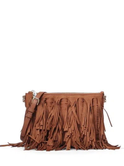 V73 Fringe-embellished Cross Body Bag In Brown