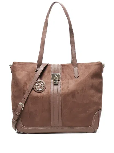 V73 Georgia Padlock Suede Shoulder Bag In Brown