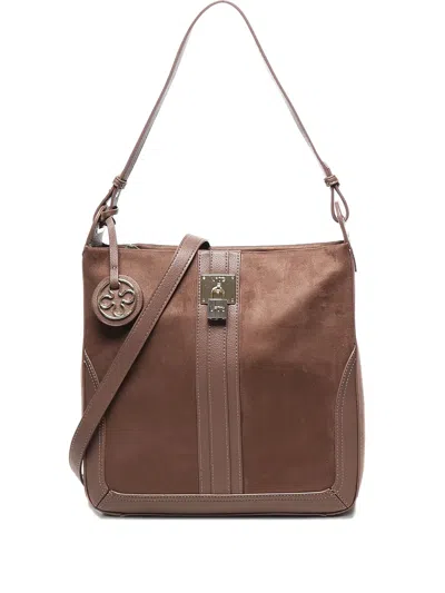 V73 Georgia Suede Leather-trimmed Shoulder Bag In Brown