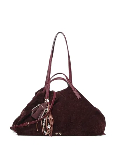 V73 Giada Fringe-charm Logo-plaque Shoulder Bag In Burgundy