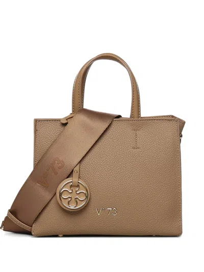 V73 Grained Tote Bag In Brown