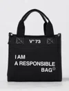 V73 Responsibility Tote Bag In Canvas And Eco-leather In Black