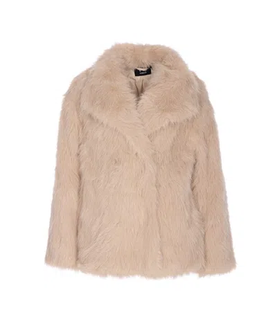 V73 Penny Faux-fur Jacket In Neutral