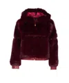 V73 Faux-fur Hooded Jacket In Red