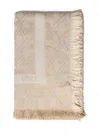 V73 Jacquard Fringed Scarf In Neutral