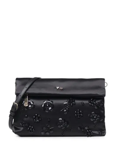 V73 Kayla Floral-appliqué Jewel-embellished Shoulder Bag In Purple
