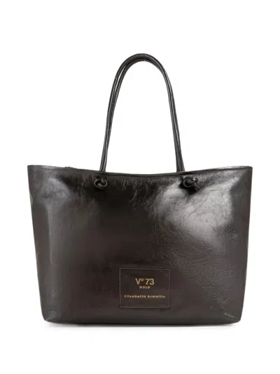 V73 Knot-detail Leather Tote Bag In Black