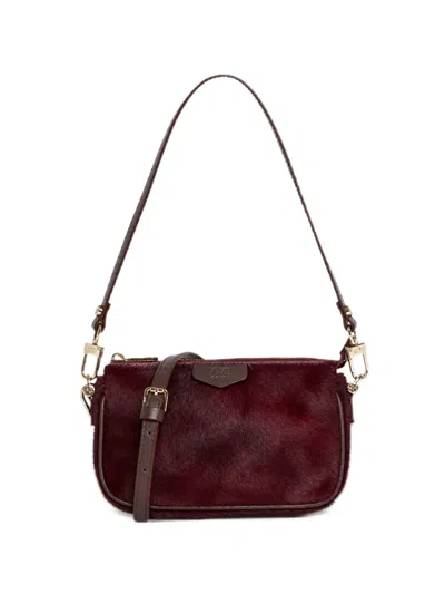 V73 La Sauvage Calf-hair Zip-top Mini Bag In Burgundy